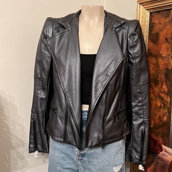 NWT! Cache Pewter Faux Leather Jacket - Picture 5 of 16